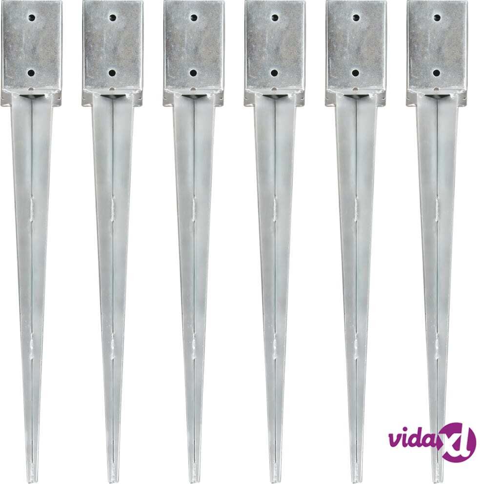 vidaXL Maapiikit 6 kpl hopea 9x9x75 cm galvanoitu teräs vidaXL Maapiikit 6 kpl hopea 9x9x75 cm galvanoitu teräs