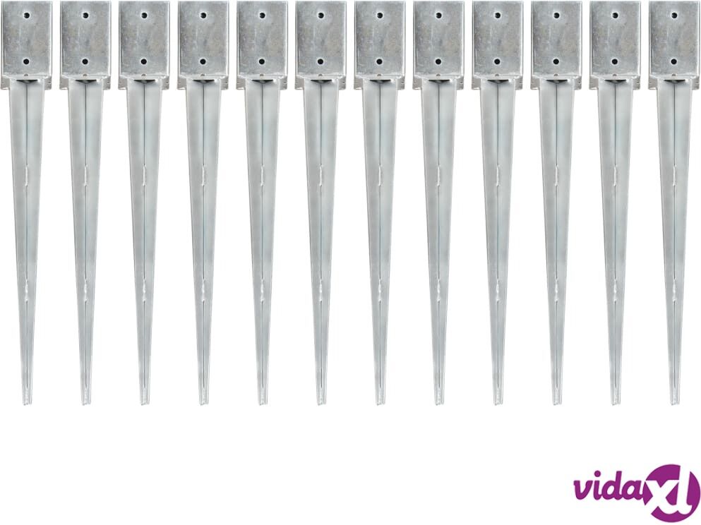 vidaXL Maapiikit 12 kpl hopea 9x9x75 cm galvanoitu teräs vidaXL Maapiikit 12 kpl hopea 9x9x75 cm galvanoitu teräs