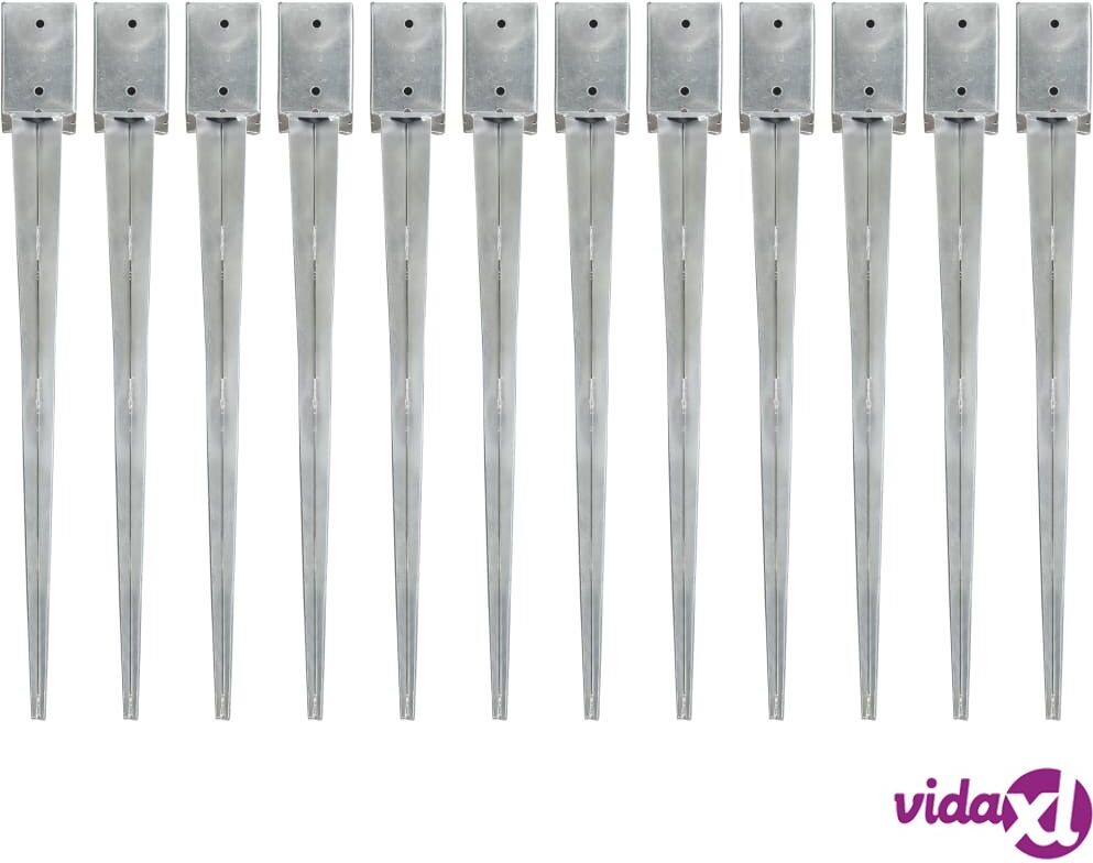 vidaXL Maapiikit 12 kpl hopea 9x9x90 cm galvanoitu teräs vidaXL Maapiikit 12 kpl hopea 9x9x90 cm galvanoitu teräs