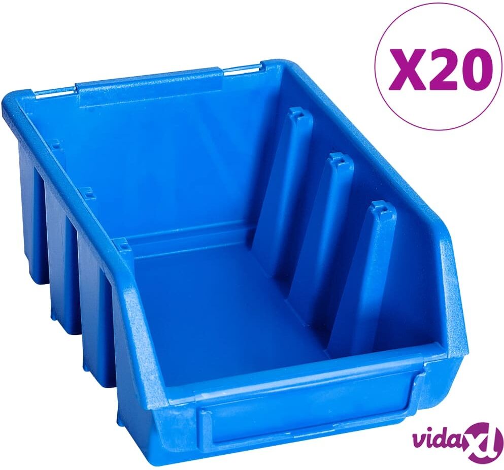 vidaXL Pinottavat säilytyslokerot 20 kpl sininen muovi vidaXL Pinottavat säilytyslokerot 20 kpl sininen muovi
