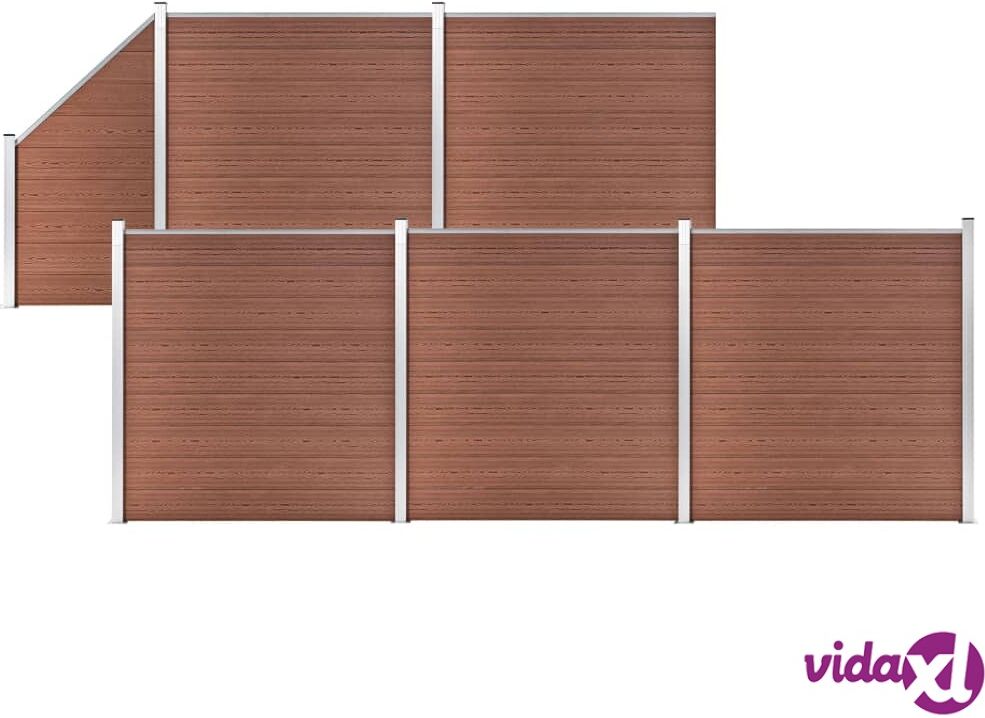 vidaXL WPC-aitasarja 5 neliöpaneelia + 1 vinopaneeli 965x186 cm ruskea vidaXL WPC-aitasarja 5 neliöpaneelia + 1 vinopaneeli 965x186 cm ruskea