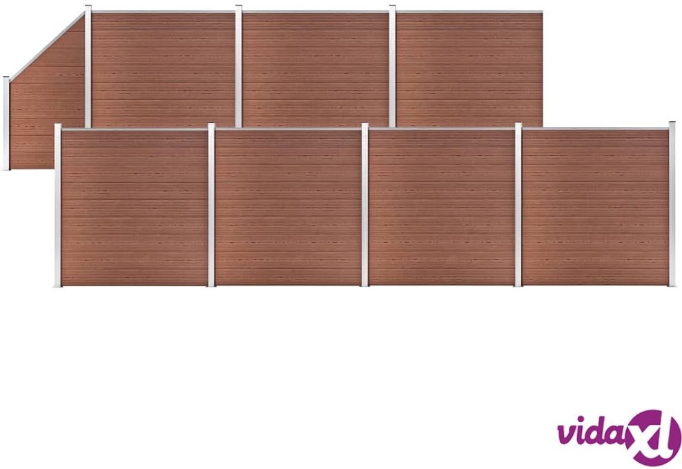 vidaXL WPC-aitasarja 7 neliöpaneelia + 1 vinopaneeli 1311x186cm ruskea vidaXL WPC-aitasarja 7 neliöpaneelia + 1 vinopaneeli 1311x186cm ruskea