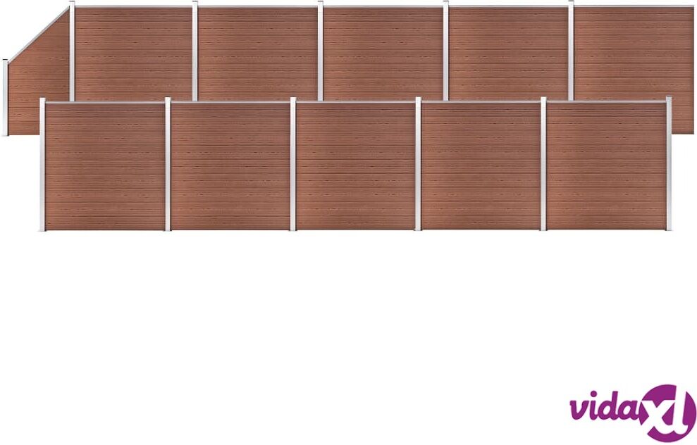 vidaXL Aitasarja 10 paneelia + 1 vinopaneeli WPC 1830x186 cm ruskea vidaXL Aitasarja 10 paneelia + 1 vinopaneeli WPC 1830x186 cm ruskea