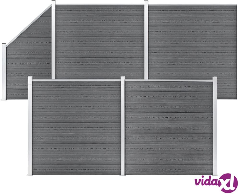 vidaXL WPC-aitasarja 4 neliöpaneelia + 1 vinopaneeli 792x186 cm harmaa vidaXL WPC-aitasarja 4 neliöpaneelia + 1 vinopaneeli 792x186 cm harmaa