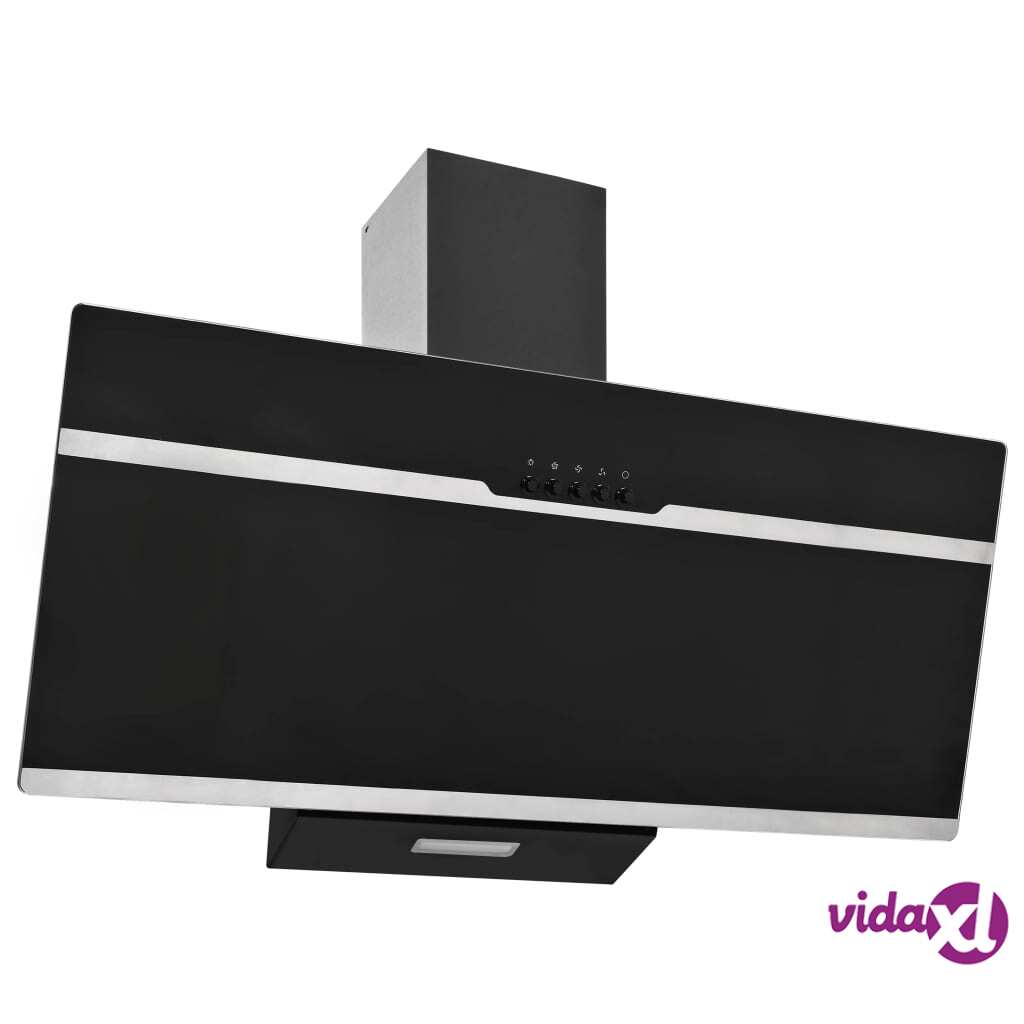 vidaXL Liesituuletin 90 cm ruostumaton teräs ja karkaistu lasi musta vidaXL Liesituuletin 90 cm ruostumaton teräs ja karkaistu lasi musta