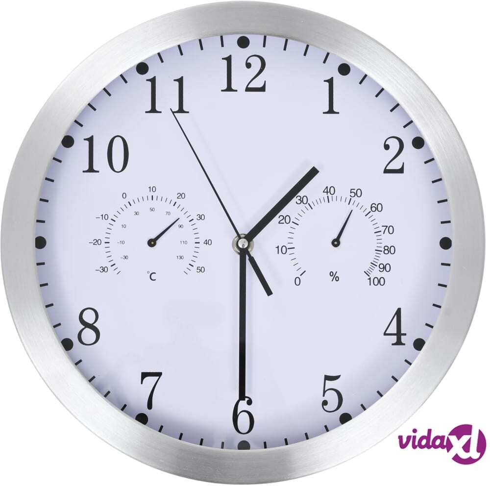 vidaXL Seinäkello kvartsikoneisto kosteus- ja lämpömittari 30 cm valk. vidaXL Seinäkello kvartsikoneisto kosteus- ja lämpömittari 30 cm valk.