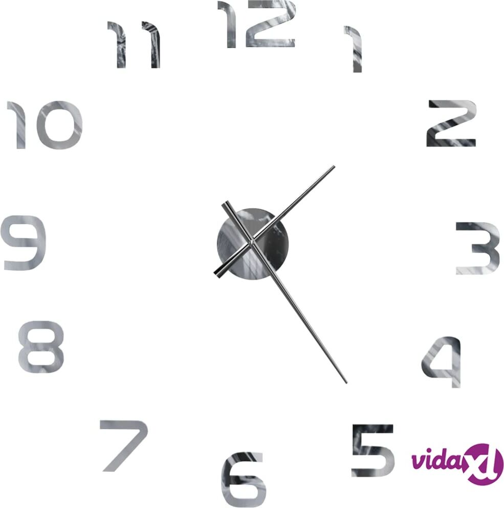 vidaXL 3D-seinäkello moderni muotoilu 100 cm XXL hopea vidaXL 3D-seinäkello moderni muotoilu 100 cm XXL hopea