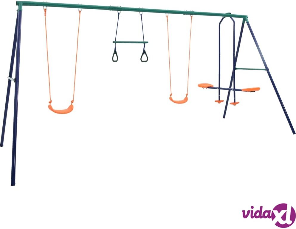 vidaXL Keinuteline voimistelurenkailla ja 4 istuimella teräs vidaXL Keinuteline voimistelurenkailla ja 4 istuimella teräs