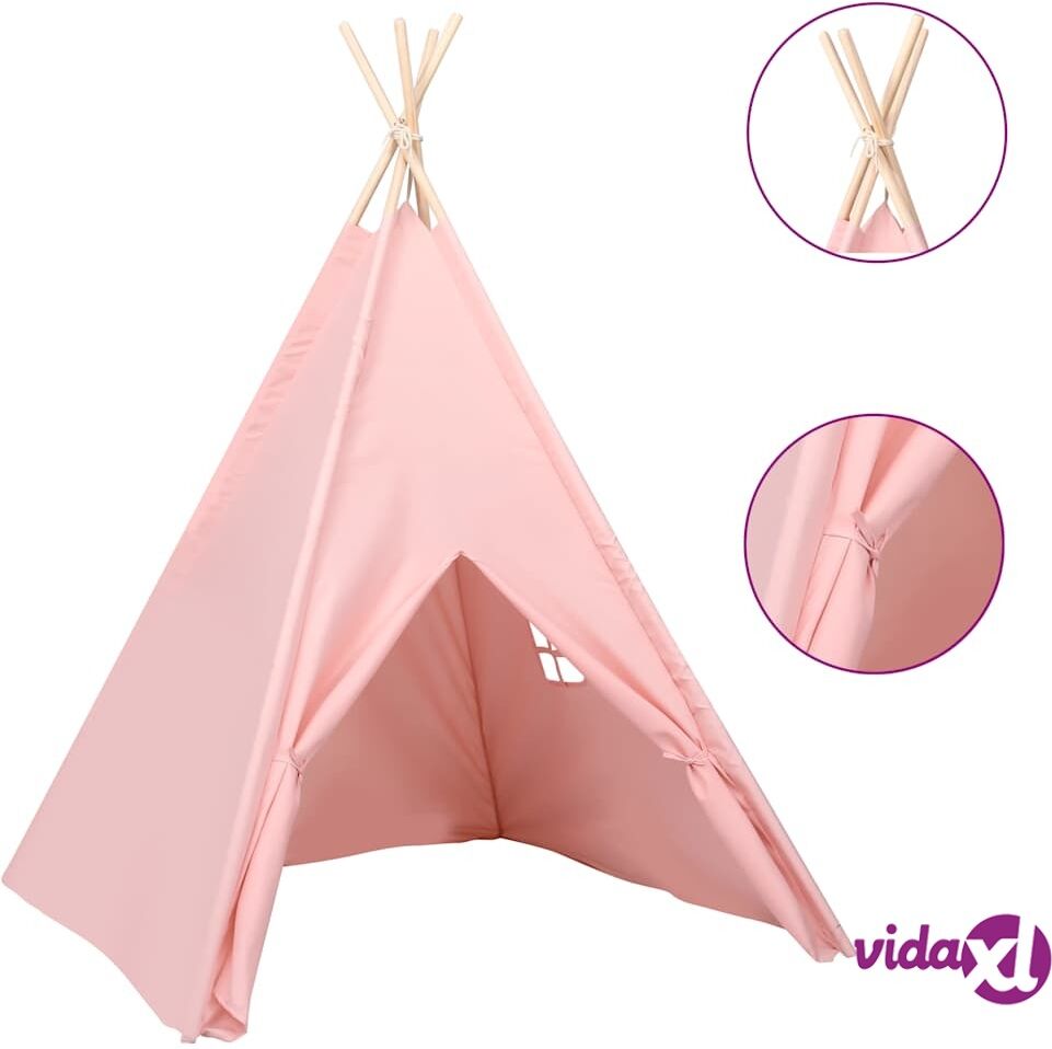 vidaXL Lasten tiipiiteltta + laukku peachskin pinkki 120x120x150 cm vidaXL Lasten tiipiiteltta + laukku peachskin pinkki 120x120x150 cm