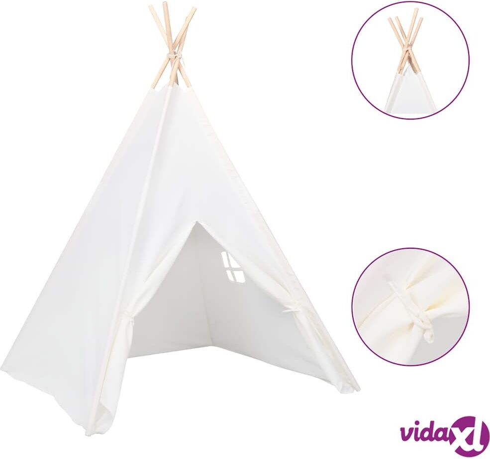 vidaXL Lasten tiipiiteltta + laukku peachskin valkoinen 120x120x150cm vidaXL Lasten tiipiiteltta + laukku peachskin valkoinen 120x120x150cm