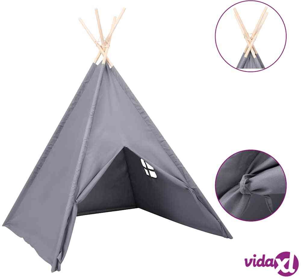 vidaXL Lasten tiipiiteltta + laukku peachskin harmaa 120x120x150cm vidaXL Lasten tiipiiteltta + laukku peachskin harmaa 120x120x150cm