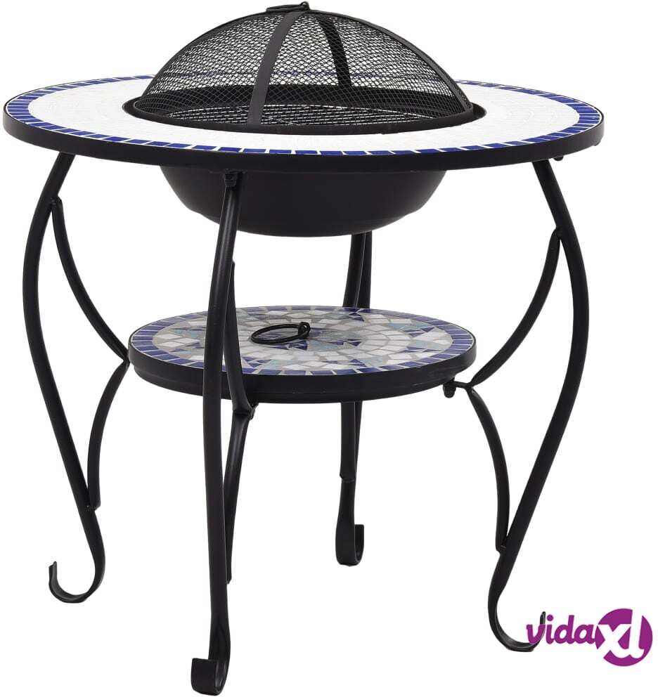 vidaXL Mosaiikkipöytä tulisijalla sininen ja valkoinen 60cm keramiikka vidaXL Mosaiikkipöytä tulisijalla sininen ja valkoinen 60cm keramiikka