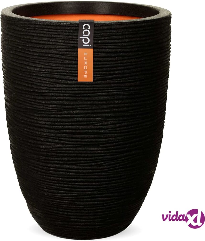 Capi Vaasi kukkalaatikko Nature Rib matala 36x47 cm musta Capi Vaasi kukkalaatikko Nature Rib matala 36x47 cm musta