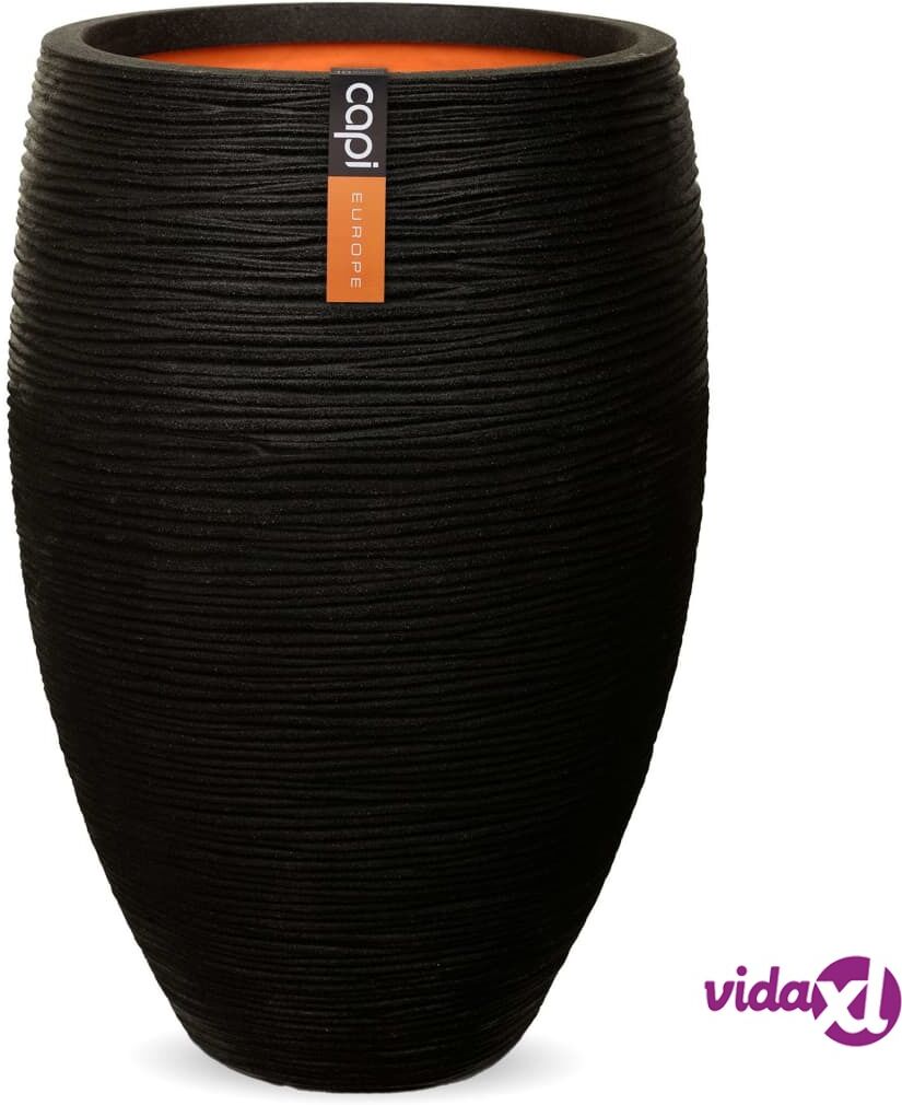 Capi Vaasinmuotoinen kukkalaatikko Nature Rib Deluxe 40x60 cm musta Capi Vaasinmuotoinen kukkalaatikko Nature Rib Deluxe 40x60 cm musta