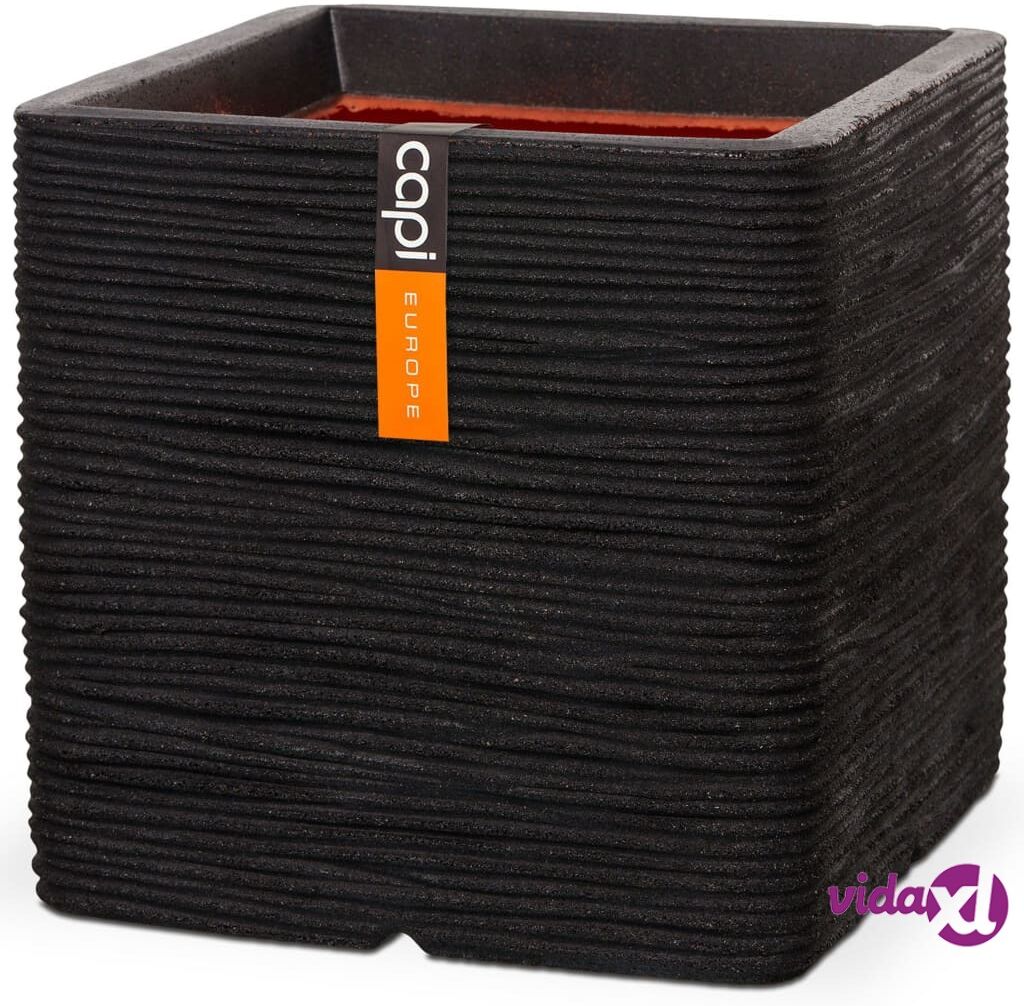 Capi Kukkalaatikko Nature Rib neliö 40x40 cm musta Capi Kukkalaatikko Nature Rib neliö 40x40 cm musta