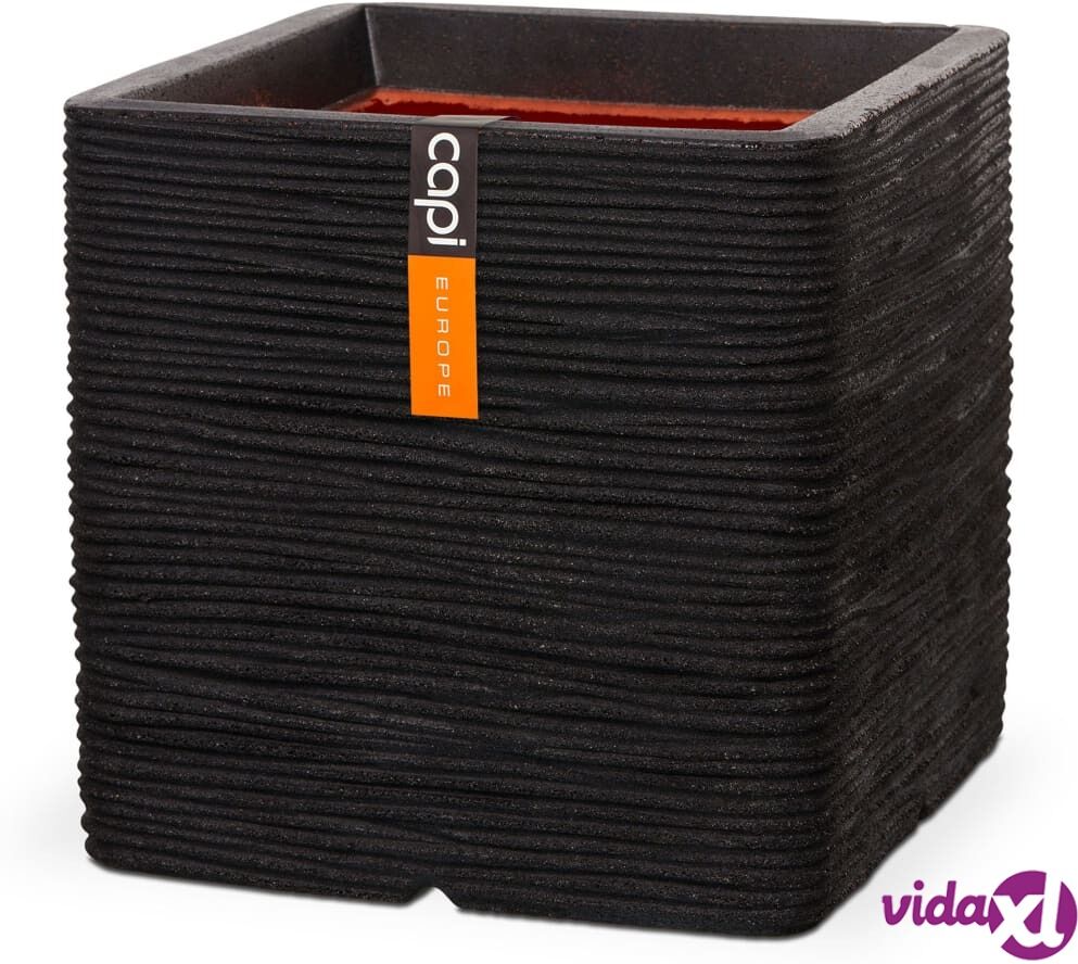 Capi Neliönmuotoinen kukkalaatikko Nature Rib 50x50 cm musta Capi Neliönmuotoinen kukkalaatikko Nature Rib 50x50 cm musta
