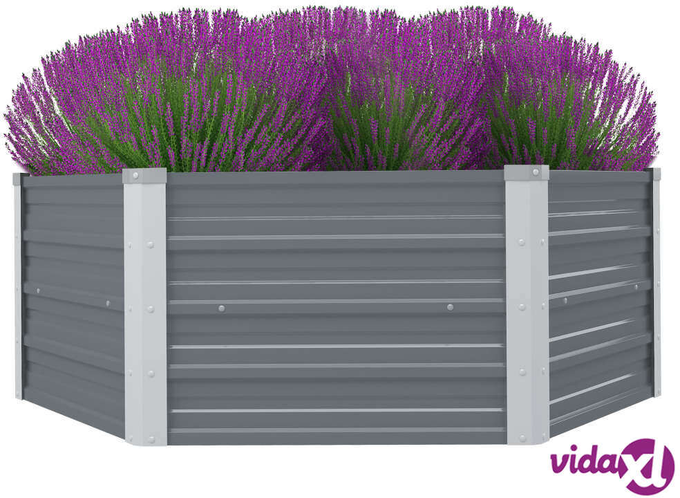 vidaXL Korotettu puutarhalaatikko 129x129x46cm Galvanoitu teräs Harmaa vidaXL Korotettu puutarhalaatikko 129x129x46cm Galvanoitu teräs Harmaa