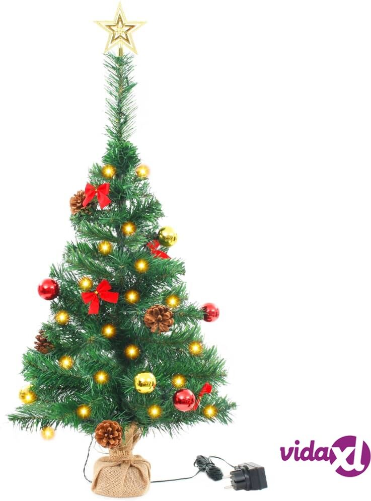 vidaXL Tekojoulukuusi koristeilla ja LED-valoilla 64 cm vihreä vidaXL Tekojoulukuusi koristeilla ja LED-valoilla 64 cm vihreä