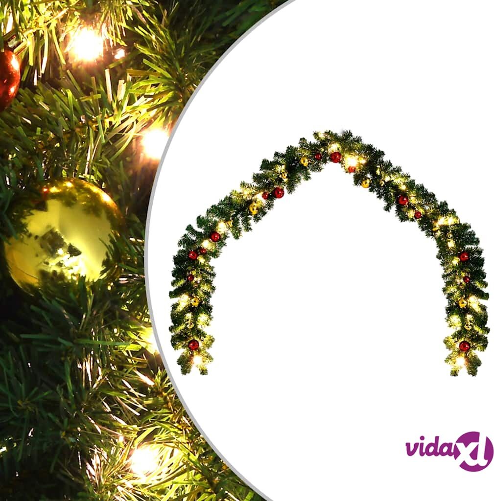 vidaXL Jouluköynnös koristeltu joulupalloilla ja LED-valoilla 10 m vidaXL Jouluköynnös koristeltu joulupalloilla ja LED-valoilla 10 m