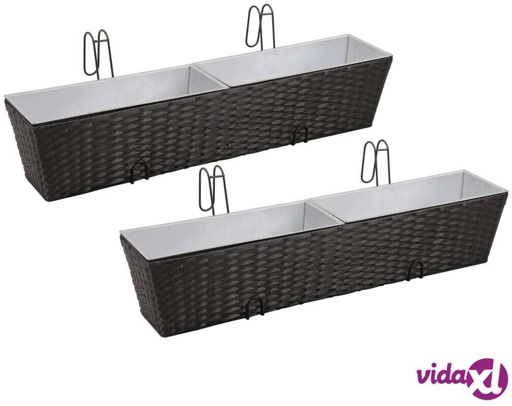 vidaXL Parvekkeen kukkalaatikkosarja 2 kpl puolisuunnikas 80 cm Musta vidaXL Parvekkeen kukkalaatikkosarja 2 kpl puolisuunnikas 80 cm Musta