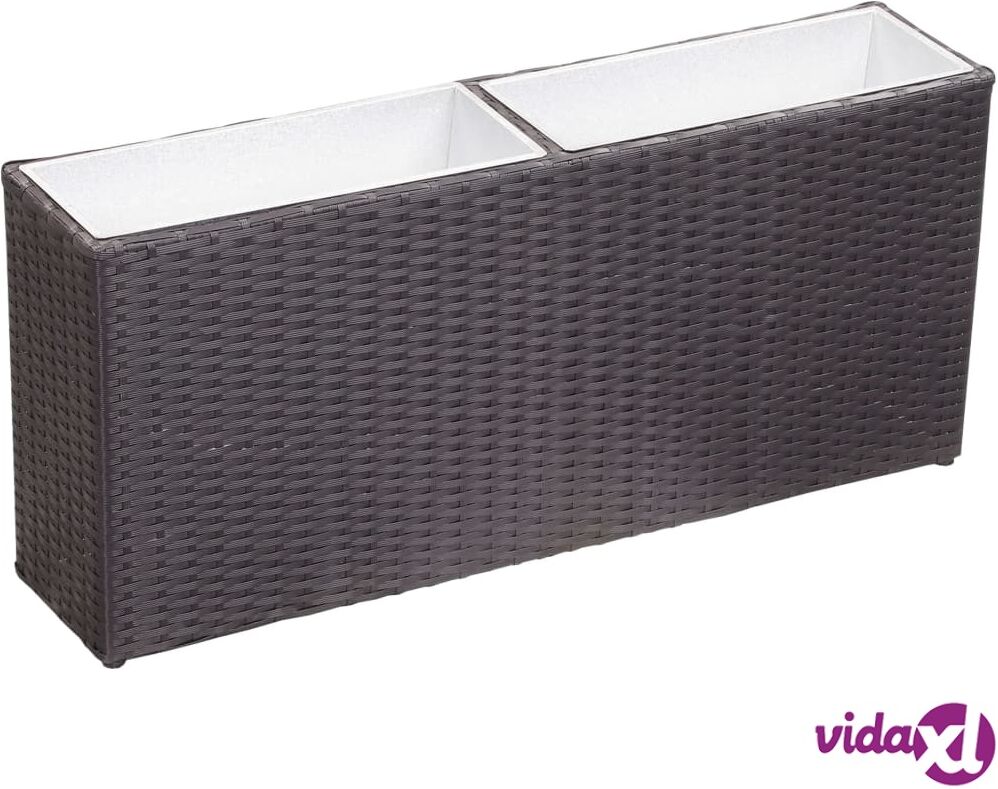 vidaXL Korotettu kukkalaatikko 2 ruukulla 90x20x40cm polyrottinki mus. vidaXL Korotettu kukkalaatikko 2 ruukulla 90x20x40cm polyrottinki mus.