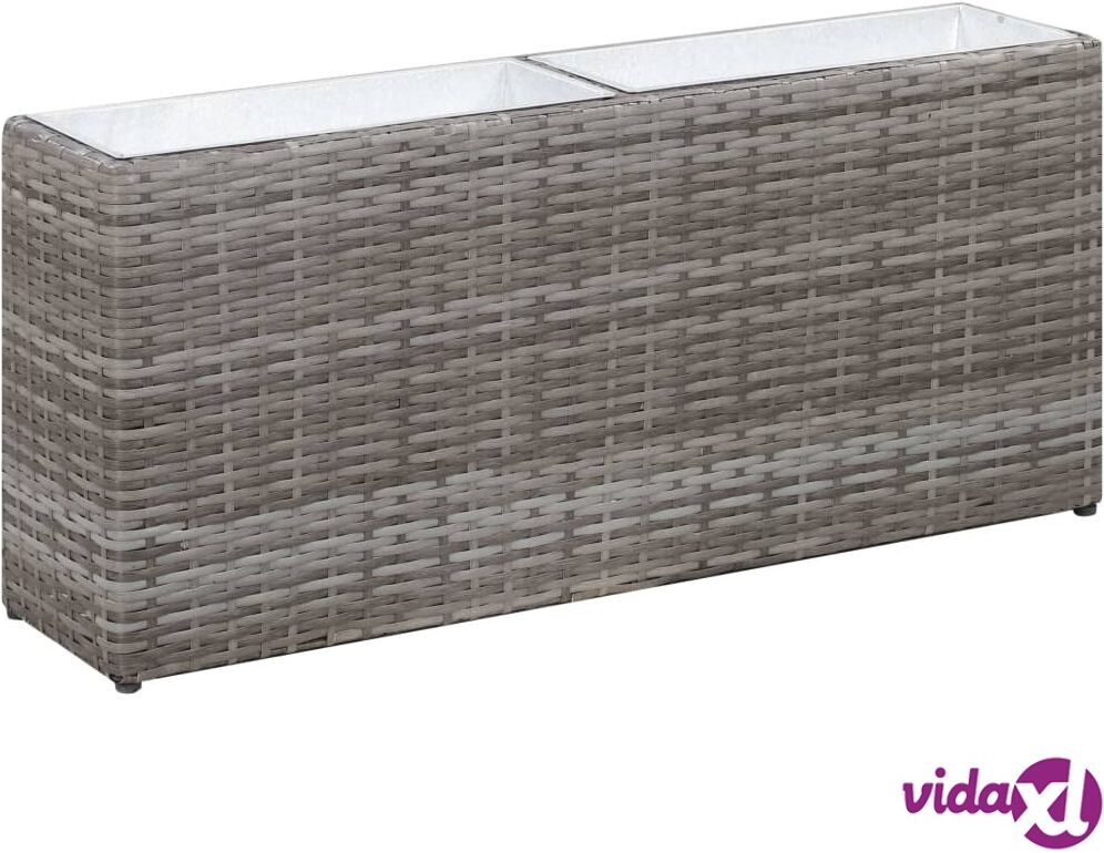 vidaXL Korotettu kukkalaatikko 2xruukku 90x20x40 cm polyrottinki harm. vidaXL Korotettu kukkalaatikko 2xruukku 90x20x40 cm polyrottinki harm.