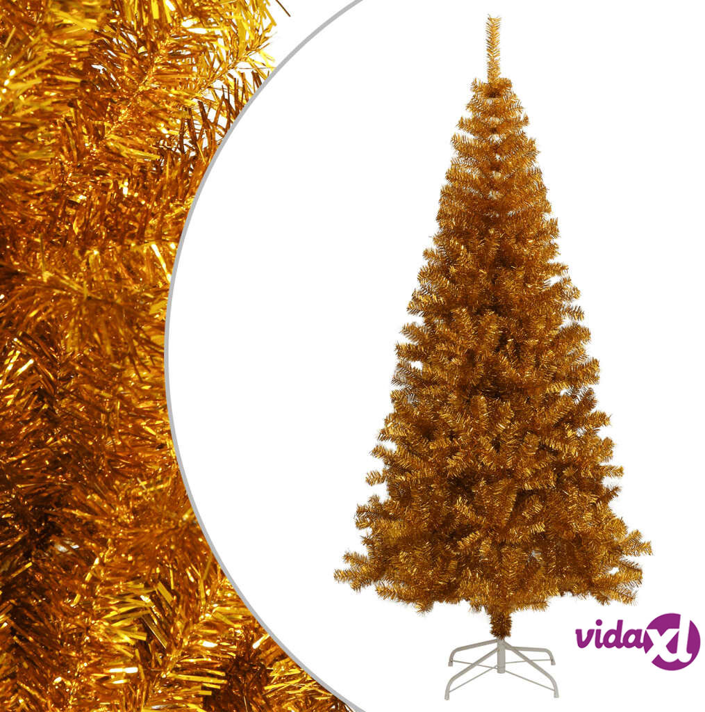 vidaXL Tekojoulukuusi jalustalla kulta 180 cm PET vidaXL Tekojoulukuusi jalustalla kulta 180 cm PET