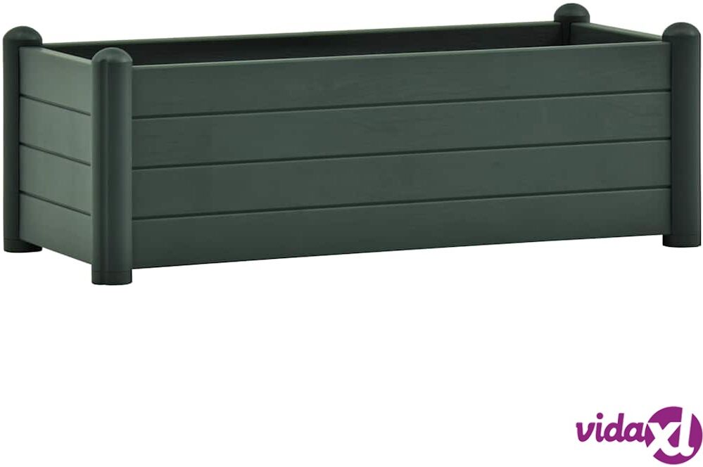vidaXL Korotettu kukkalaatikko PP vihreä 100x43x35 cm vidaXL Korotettu kukkalaatikko PP vihreä 100x43x35 cm