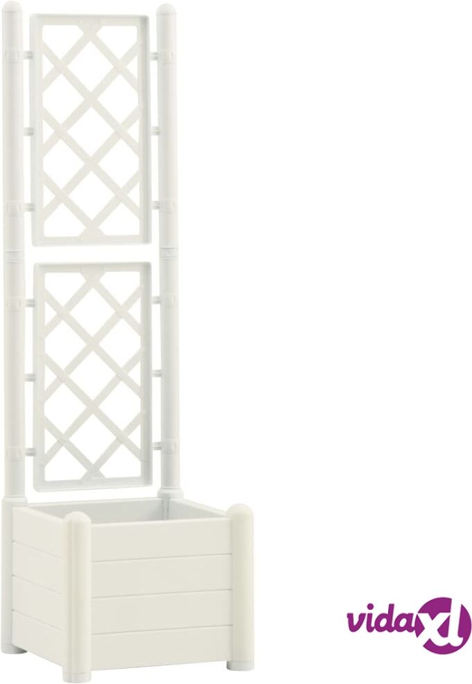 vidaXL Kukkalaatikko säleiköllä 43x43x142 cm PP valkoinen vidaXL Kukkalaatikko säleiköllä 43x43x142 cm PP valkoinen