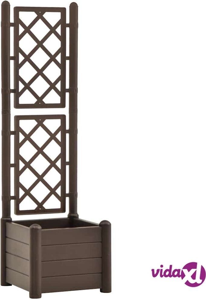 vidaXL Kukkalaatikko säleiköllä 43x43x142 cm PP mokka vidaXL Kukkalaatikko säleiköllä 43x43x142 cm PP mokka