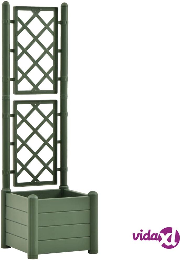 vidaXL Kukkalaatikko säleiköllä 43x43x142 cm PP vihreä vidaXL Kukkalaatikko säleiköllä 43x43x142 cm PP vihreä