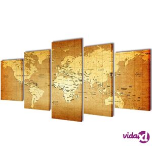 vidaXL Taulusarja Maailman Kartta 200 x 100 cm