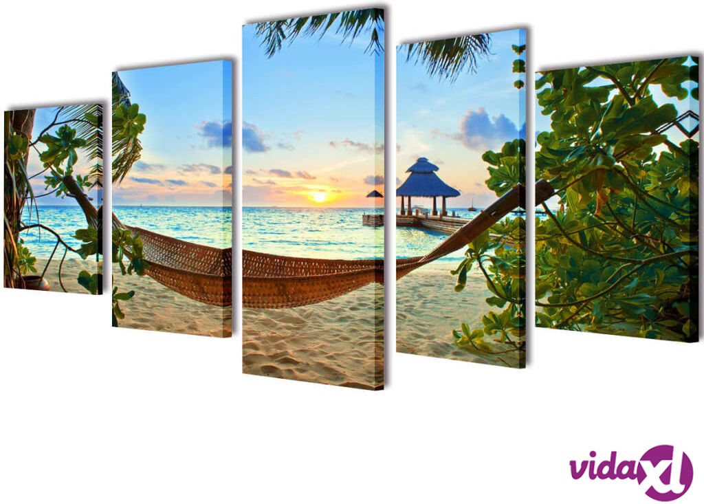 vidaXL Taulusarja Hiekkaranta Riippumatolla 100 x 50 cm vidaXL Taulusarja Hiekkaranta Riippumatolla 100 x 50 cm