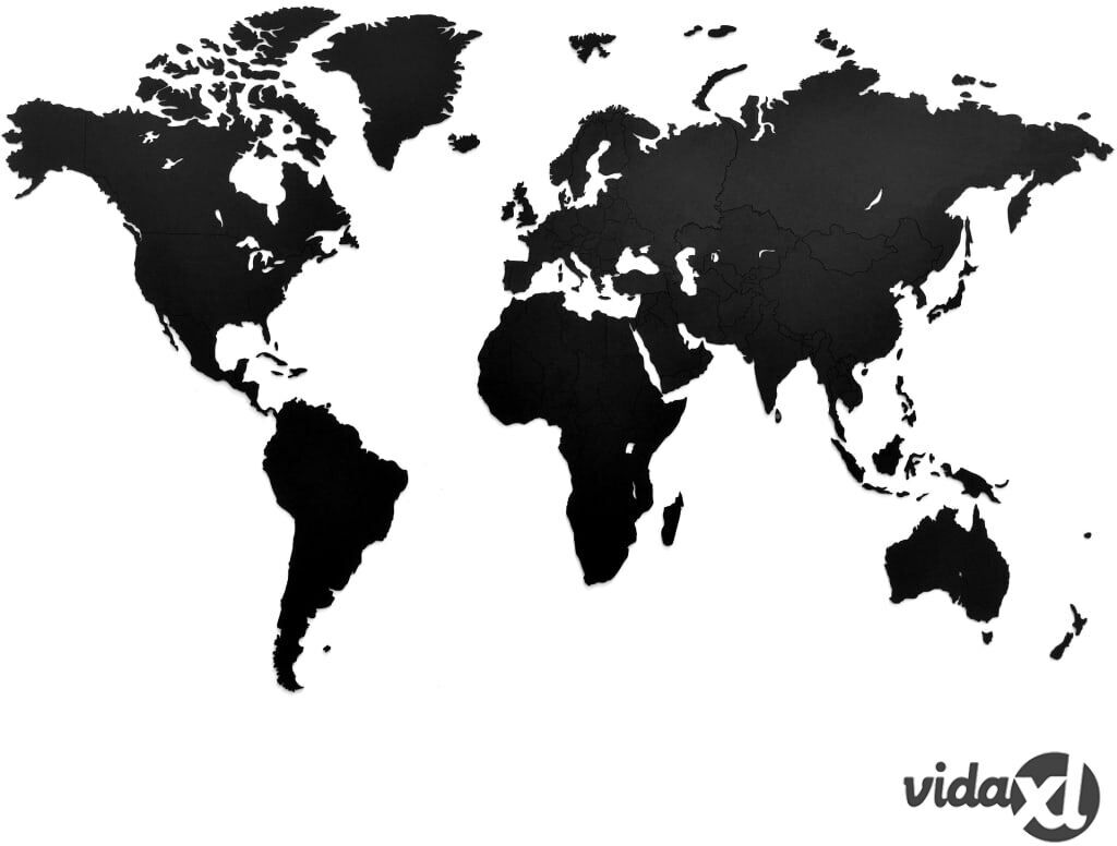 MiMi Innovations Puinen maailmankarttakoriste Luxury musta 130x78 cm MiMi Innovations Puinen maailmankarttakoriste Luxury musta 130x78 cm