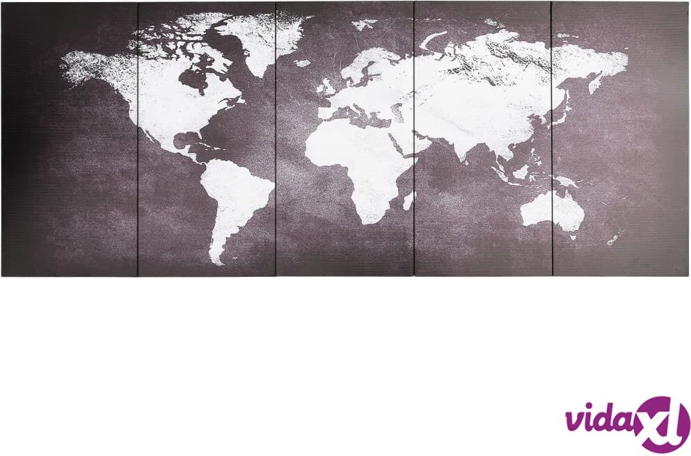 vidaXL Kanvaasitaulusarja maailmankartta harmaa 150 x 60 cm vidaXL Kanvaasitaulusarja maailmankartta harmaa 150 x 60 cm