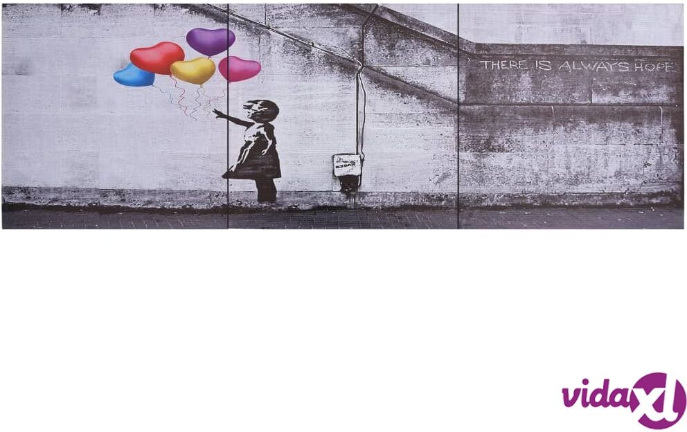 vidaXL Kanvaasitaulusarja ilmapallot ja lapsi monivärinen 120 x 40 cm vidaXL Kanvaasitaulusarja ilmapallot ja lapsi monivärinen 120 x 40 cm