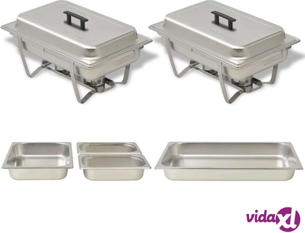 vidaXL Lämpöhaudeastiasarja 2 osaa Ruostumaton teräs vidaXL Lämpöhaudeastiasarja 2 osaa Ruostumaton teräs
