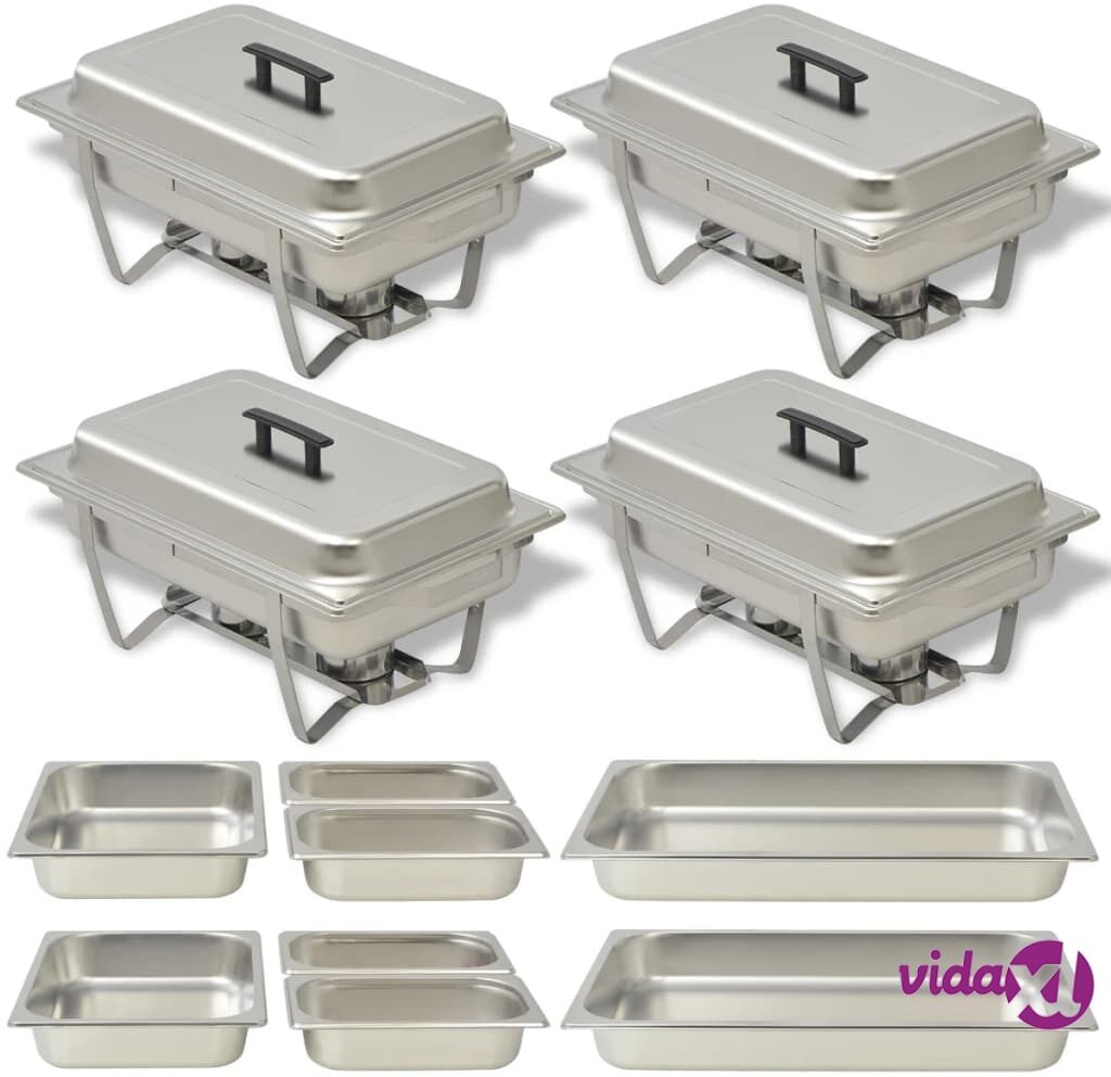 vidaXL Neliosainen lämpöhaudesarja Ruostumaton teräs vidaXL Neliosainen lämpöhaudesarja Ruostumaton teräs