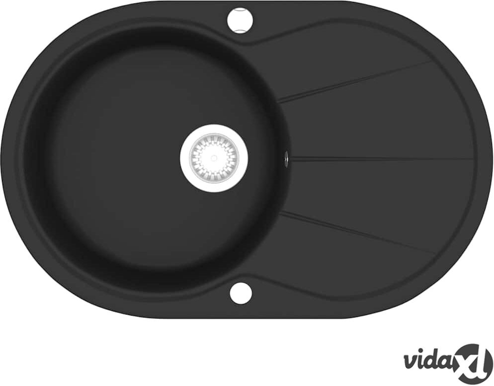 vidaXL Keittiön pesuallas graniitti soikea musta vidaXL Keittiön pesuallas graniitti soikea musta