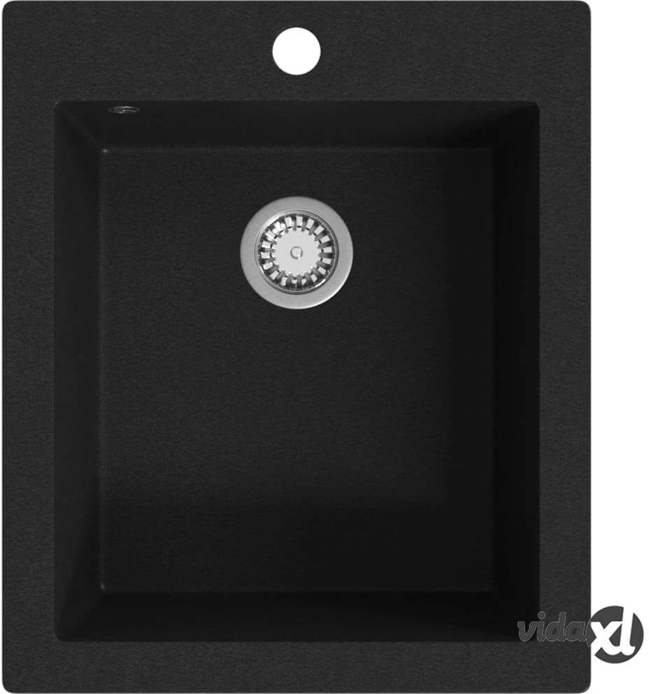 vidaXL Tasoon päälle asennettava keittiön pesuallas graniitti musta vidaXL Tasoon päälle asennettava keittiön pesuallas graniitti musta