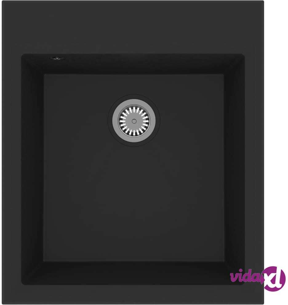 vidaXL Keittiön tiskiallas ylivuotoreiällä musta graniitti vidaXL Keittiön tiskiallas ylivuotoreiällä musta graniitti