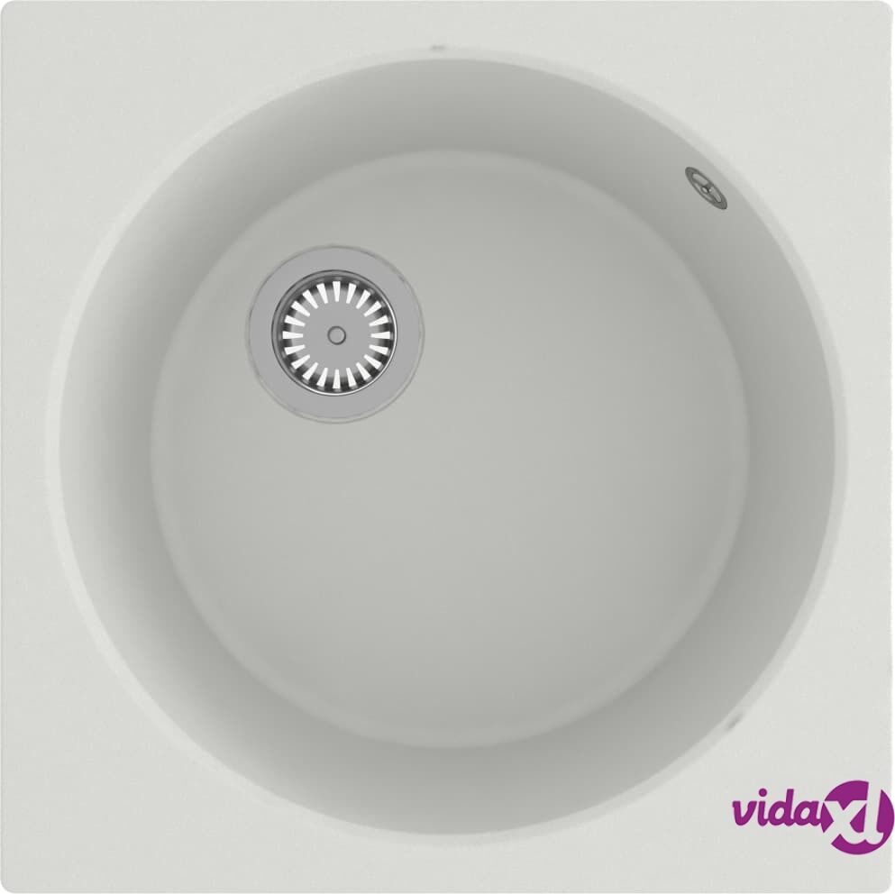 vidaXL Keittiön tiskiallas ylivuotoreiällä valkoinen graniitti vidaXL Keittiön tiskiallas ylivuotoreiällä valkoinen graniitti