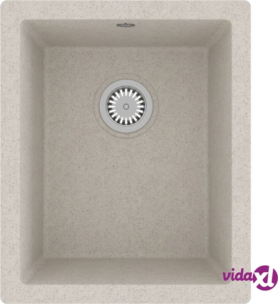 vidaXL Keittiön tiskiallas ylivuotoreiällä beige graniitti vidaXL Keittiön tiskiallas ylivuotoreiällä beige graniitti