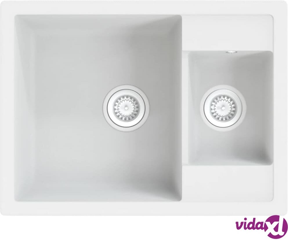 vidaXL Keittiön tiskiallas ylivuotoreikä tupla-allas valk. graniitti vidaXL Keittiön tiskiallas ylivuotoreikä tupla-allas valk. graniitti
