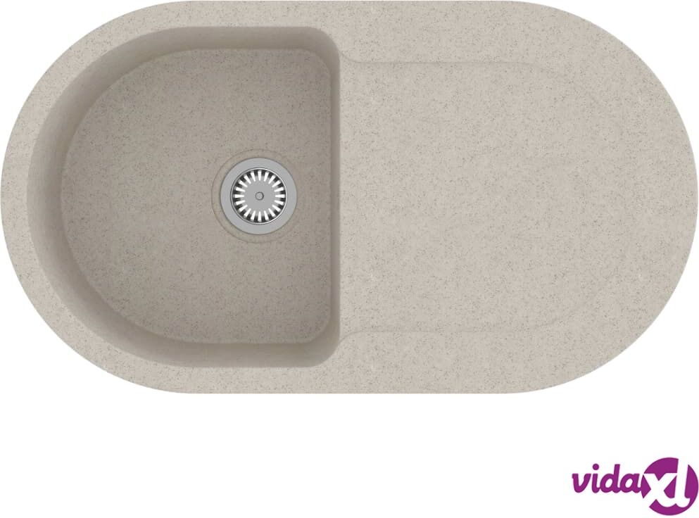 vidaXL Keittiön tiskiallas ylivuotoreiällä ovaali beige graniitti vidaXL Keittiön tiskiallas ylivuotoreiällä ovaali beige graniitti