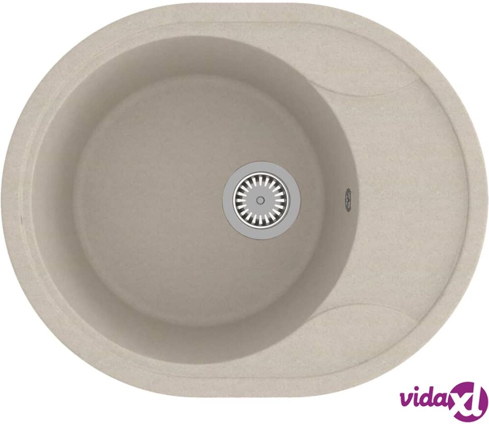 vidaXL Keittiön tiskiallas ylivuotoreiällä ovaali beige graniitti vidaXL Keittiön tiskiallas ylivuotoreiällä ovaali beige graniitti