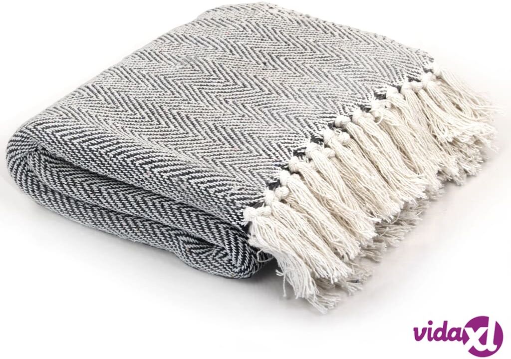 vidaXL Viltti puuvilla kalanruotokuvio 125x150 cm laivastonsininen vidaXL Viltti puuvilla kalanruotokuvio 125x150 cm laivastonsininen