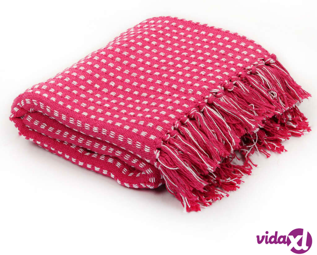 vidaXL Viltti puuvilla neliöt 125x150 cm pinkki vidaXL Viltti puuvilla neliöt 125x150 cm pinkki