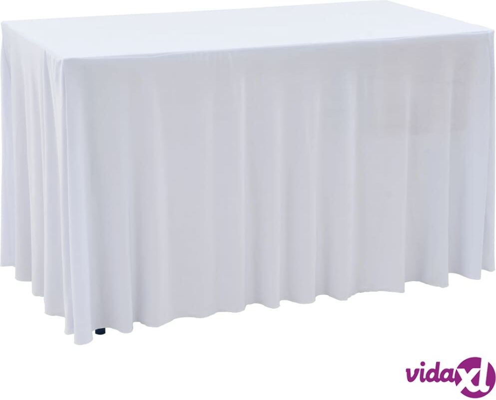 vidaXL Venyvät pöytäliinat 2 kpl helmalla 120x60,5x74 cm valkoinen vidaXL Venyvät pöytäliinat 2 kpl helmalla 120x60,5x74 cm valkoinen