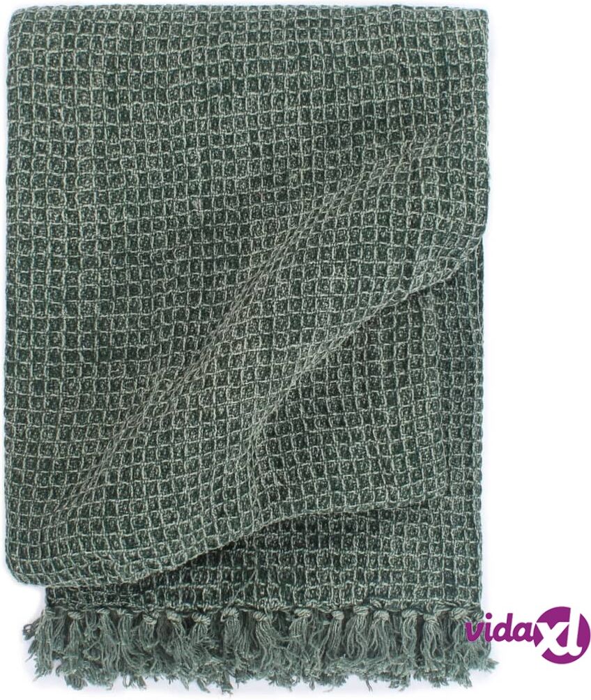 vidaXL Viltti puuvilla 125x150 cm tummanvihreä vidaXL Viltti puuvilla 125x150 cm tummanvihreä